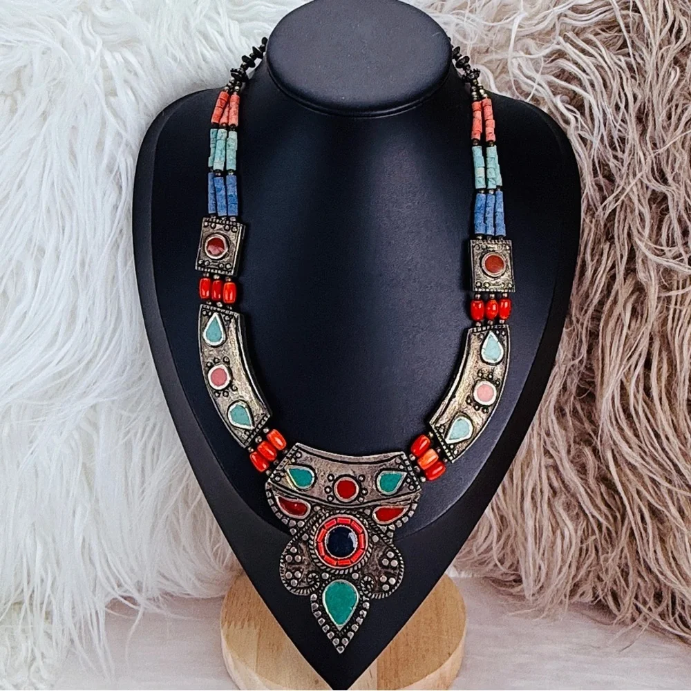 Bohemian chic southwestern style Colorful Statement Necklace